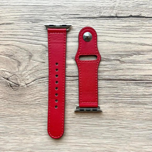 NEW Red Genuine Leather For Apple Watch - Picture 2 of 3